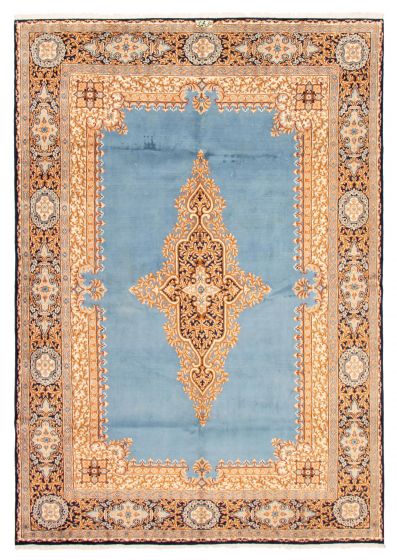 Bordered  Traditional Blue Area rug 9x12 Turkish Hand-knotted 372290