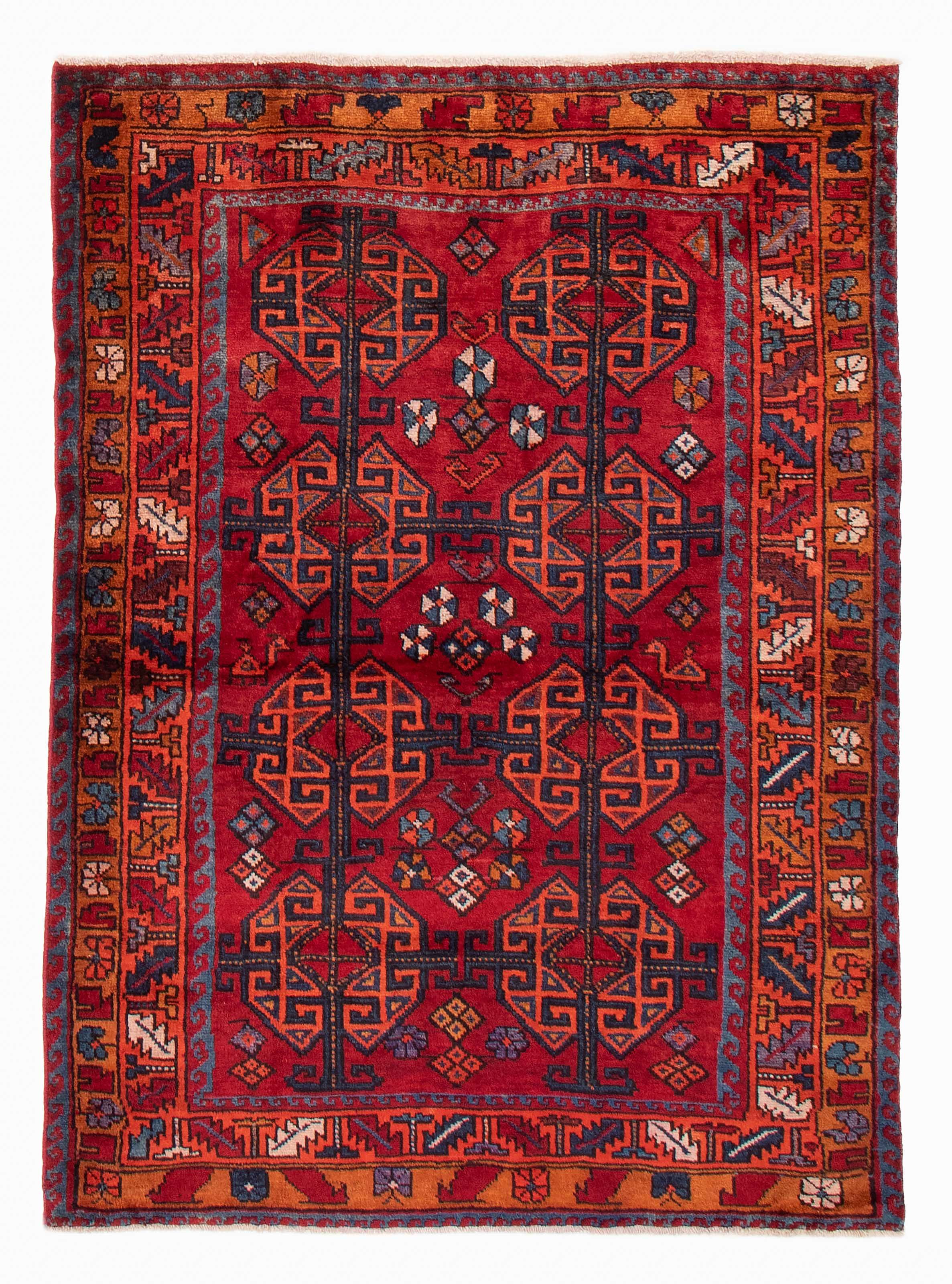 Geometric Modern Oriental Gabbeh Kashkoli Wool Area Rug Hand Knotted
