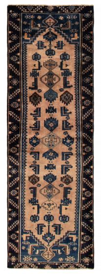 Tribal  Vintage/Distressed Brown Runner rug 10-ft-runner Turkish Hand-knotted 393344