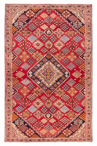 Bordered  Traditional Red Area rug 4x6 Turkish Hand-knotted 391373