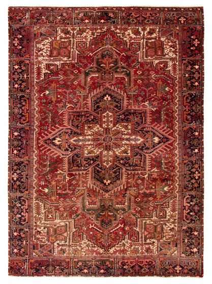 Geometric  Vintage/Distressed Red Area rug 8x10 Turkish Hand-knotted 392901