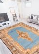 Bordered  Traditional Blue Area rug 9x12 Turkish Hand-knotted 372290