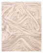 Carved  Modern Ivory Area rug 6x9 Indian Hand-knotted 391560