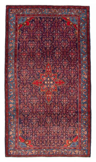 Bordered  Traditional Blue Area rug 5x8 Persian Hand-knotted 381174